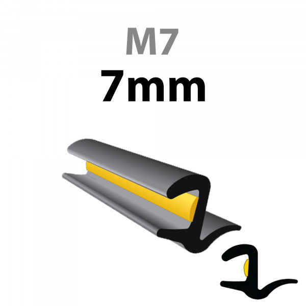 Raamlijst rubber universeel T4, 7mm