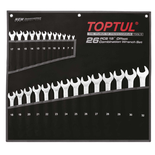 Ringsteeksleutelset  26-delig 15gr in oprolzak