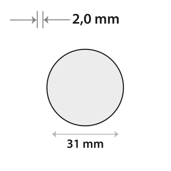 Sensor gel sticker Ø 31mm, rond. Dikte: 2mm
