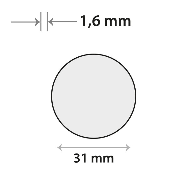 Sensor gel sticker Ø 31mm, rond. Dikte: 1,6mm